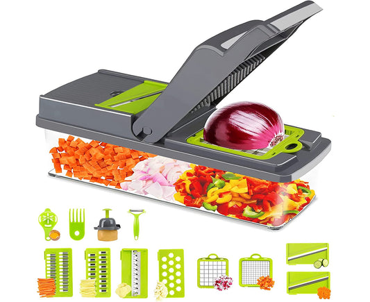 14-In-1 Vegetable Grater Onion Chopper Potato Slicer 8 Blade Multifunctional Veggie Chopper Food Chopper with Container