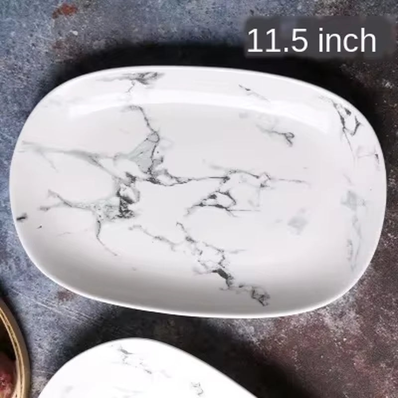 Ceramics Tableware Nordic Marbling Multiple Size round Oval Plate Bowl Dish Pot Spoon Household Kitchen Supplies Dinnerware