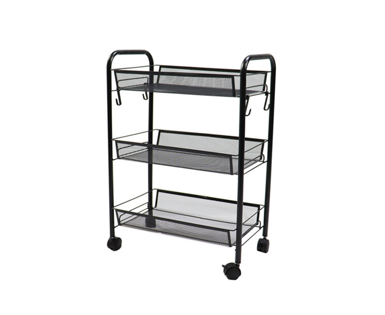 3 Tier Steel Black Bee Mesh Kitchen Cart Multi-Functional Shelves Portable Storage Organizer with Wheels