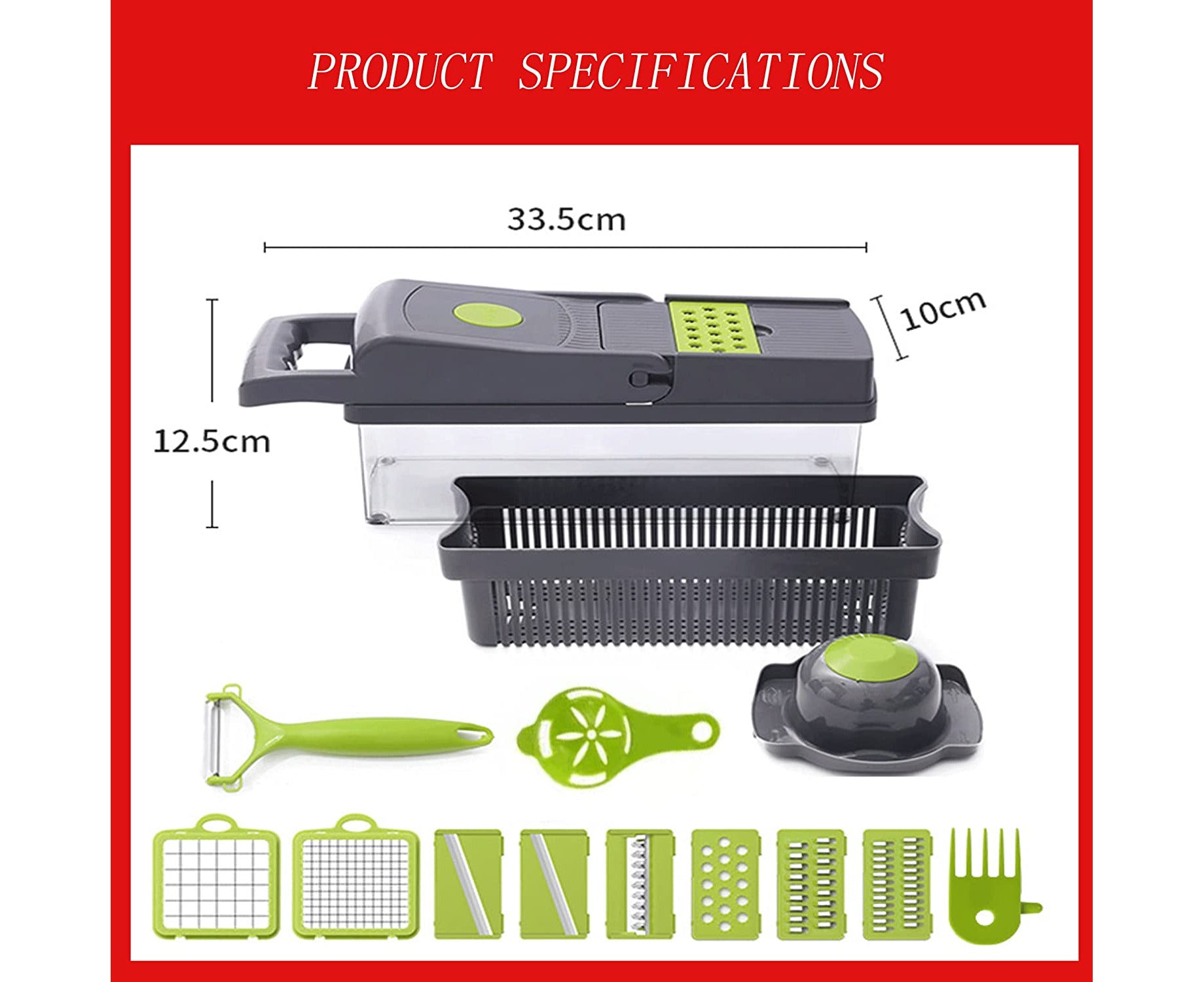 14-In-1 Vegetable Grater Onion Chopper Potato Slicer 8 Blade Multifunctional Veggie Chopper Food Chopper with Container